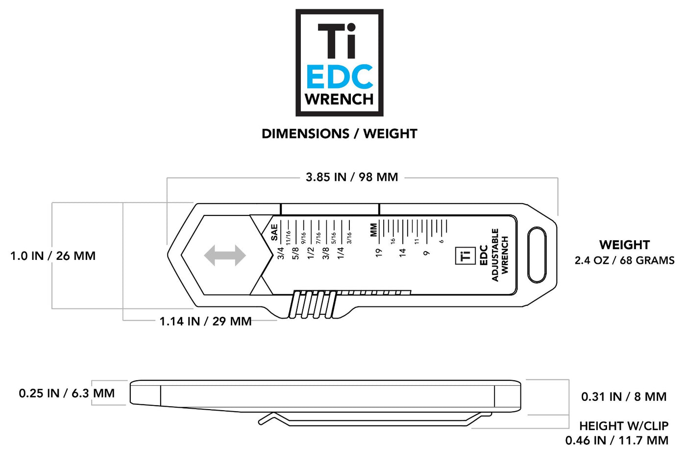 Ti EDC Wrench - Big Idea Design LLC - INTL
